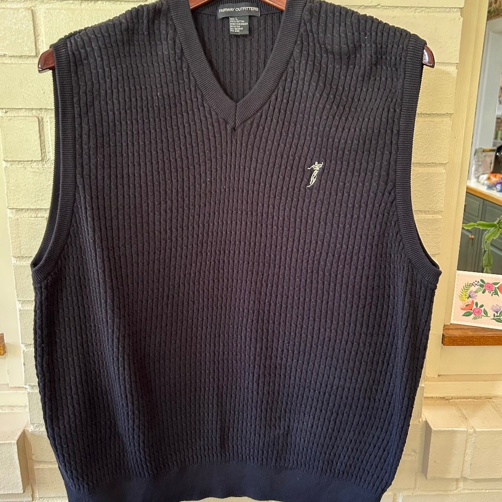 Fairway Outfitters, Sweater Vest, Golf, Large, Black Ribbed